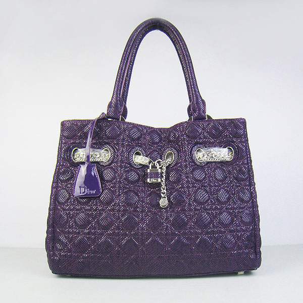 Christian Dior 1885 Snake Grain Leather Handbag-Purple